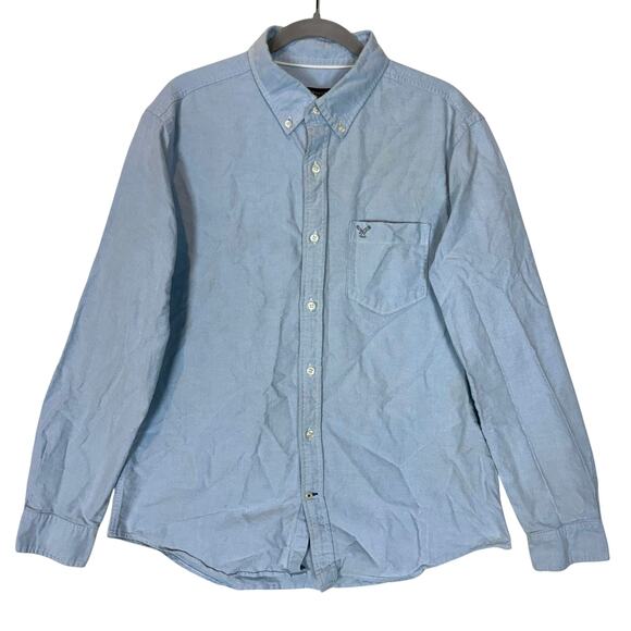 American Eagle Outfitters Shirt Mens Large Blue Cotton Athletic Fit Button Up - Picture 1 of 14